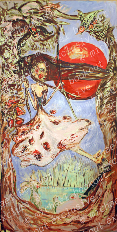 Girls on Swing (The Three Seasons) painting