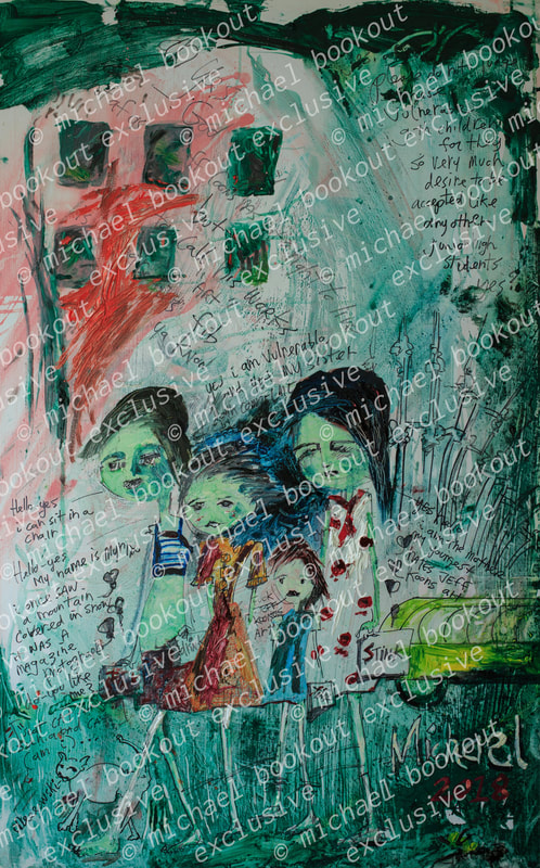Zombie Children with Mother on Their First Day to Junior High School painting